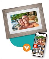 Pora&co Digitale fotolijst met WiFi en Frameo App – Fotokader - 8 inch - Pora – HD+ -IPS Display – Bruin/Hout - Micro SD - Touchscreen