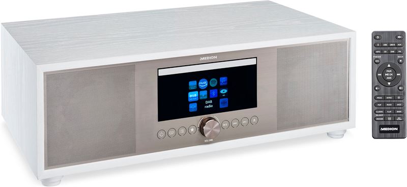 Medion All-in-One audiosysteem P66024 - | Internet-/DAB+-/-FM-radio | CD/MP3-speler | Bluetooth 5.0 | 2.1 soundsysteem | 2x 20 W plus 40 W RMS | LCD-display 2,8') - WIT
