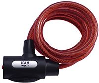 IFAM Fietskabel, antidiefstalkabel, model Spiral Junior, kinderfietsslot, hoge veiligheid, staalkabel, kleur rood, 180 cm lengte