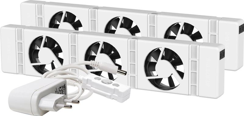 SpeedComfort ®Speedcomfort - Radiator Ventilator Duo Set - Universeel - Magnetisch - Complete set - Inclusief adapter, thermostaatschakelaar en 1 verbindingskabel - Wit