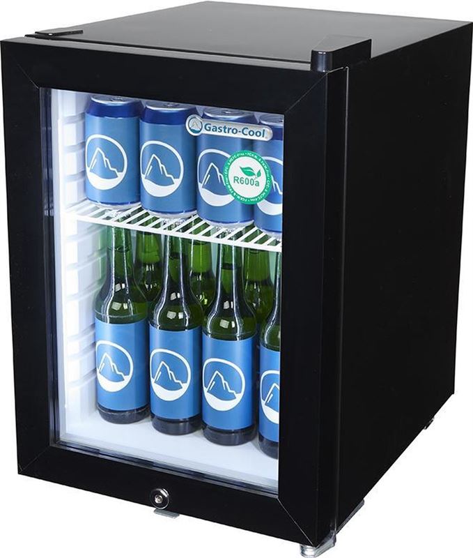 Gastro-Cool KW25 - Mini koelkast met glazen deur 23 Liter - Zwart/Zwart/Wit 247201 zwart, wit