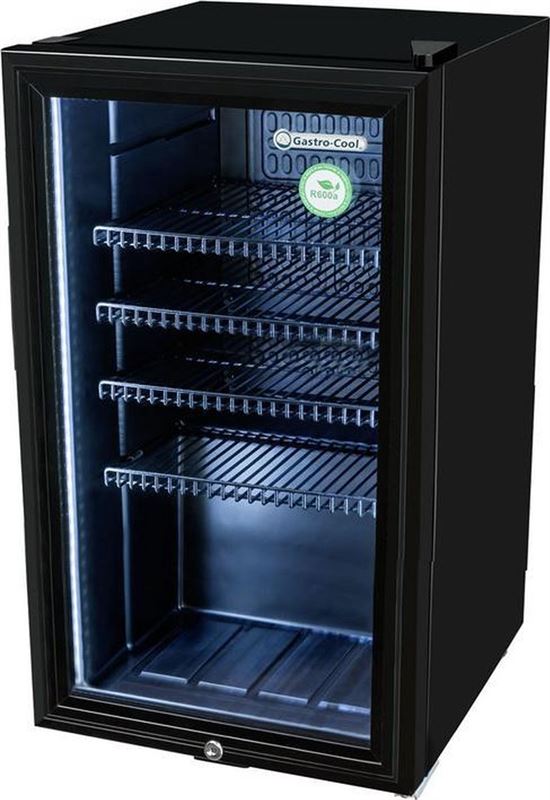 Gastro-Cool KW90 - Midi koelkast met glazen deur 88 Liter zwart