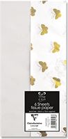 Clairefontaine – 22473-WC – Papier de soie - Paquet de 6 feuilles pliées - Dimensions : 50x70cm - Motif : Papillons, Foil Or - Emballage Cadeau, Personnalisation Cadeau, Loisirs Créatifs