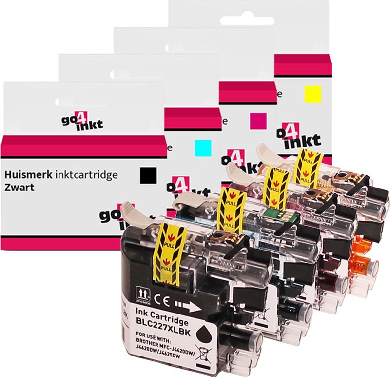 Go4inkt compatible met Brother LC-227XL (225XL) bk/c/m/y inkt cartridge multipack - 4 stuks - Zwart, Cyaan, Magenta, Yellow