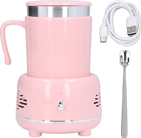 BestYiJo Elektrische koelere warmere beker, snelle koeling verwarming 2 in 1 koffiewarmer met eenvoudige bediening gebogen handvat antislip pads, voor bureau (roze)