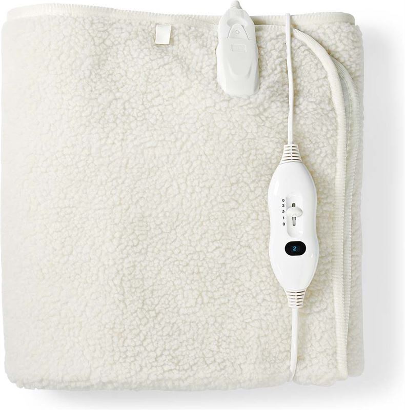 Nedis - Elektrische Deken - 150X80Cm - 1 persoons - Elektrische knuffeldeken - Wit - Een voorverwarmd bed - 3 standen - Wasbaar - Ideaal als kerstcadeau - Verwarmende deken - Warme deken