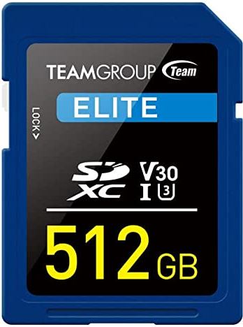 Team Group Elite 512GB UHS-I U3 V30 4K UHD leessnelheid tot 90MB/s SDXC-geheugenkaart voor professionele Vloggers, filmmakers, fotografen en contentcuratoren TESDXC512GIV3001