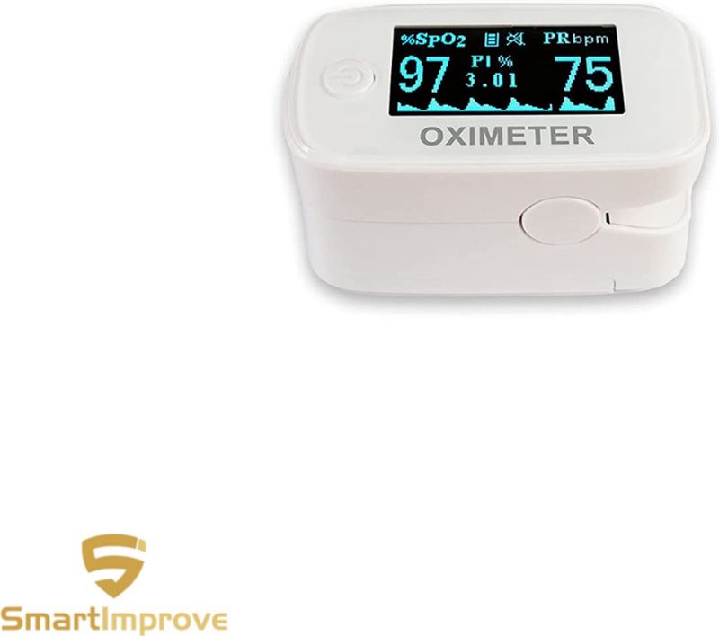 SmartImprove - Pulsoximeter - Vingeroximeter - Metingen - Zuurstofsaturatie - Polsfrequentie - Perfusie-index - Gemakkelijk - Af te lezen oLED - Display - Voor volwassenen - En - Kinderen