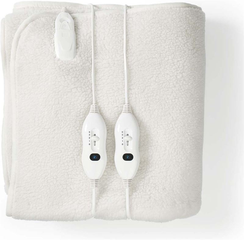 COCO Home Elektrische deken - 2 persoons warmtedeken - 160cm x 140cm - 3 standen - Ultra zachte witte deken - Wasbaar