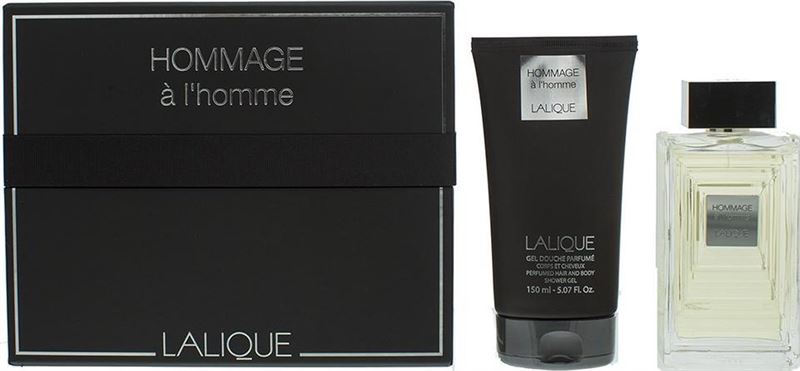 Lalique Hommage a L'Homme by - Gift Set - 100 ml Eau De Toilette Spray + 170 ml Shower Gel