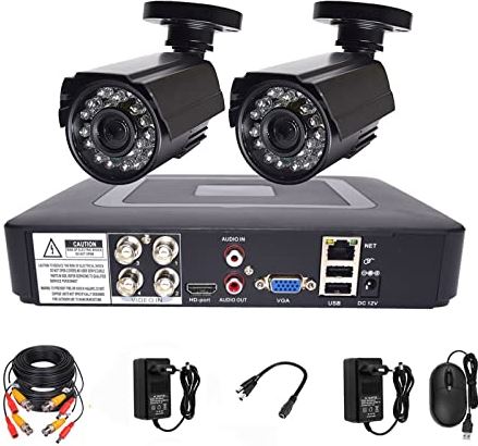 CODOUX Beveiligingssysteem Video Surveillance Systeem Cctv Security Camera Video Recorder 4CH DVR AHD Outdoor Kit Camera 720P 1080P HD Nachtzicht 2mp Set Thuisbeveiligingssystemen (Color : Black, Size : 10