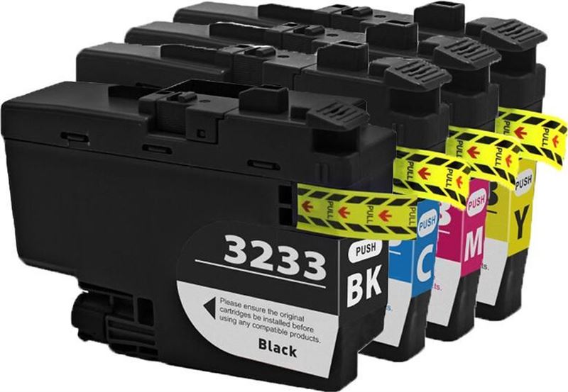 InktDL Compatible inkt cartridges voor Brother LC3233 / LC-3233XL | Multipack van 4 inktcartridges voor Brother DCP J1100DW en Brother MFC J1300DW