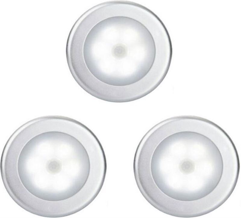 Smart-one.nl 3x LED Nachtlampje met Bewegingssensor - INCL. Batterijen - Trapverlichting met bewegingssensor - Kastverlichting met Sensor - Draadloze Verlichting - Koud Wit Licht