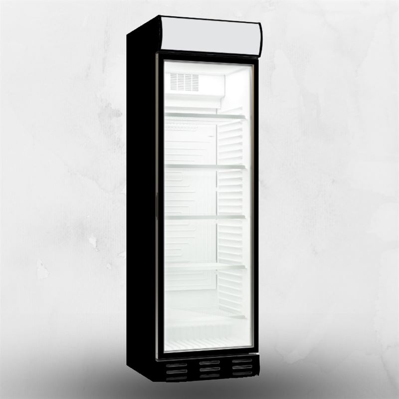 Alfa Horeca Display Koelkast Zwart/Wit | Glazen Deur | 385 Liter | 595 x 650 x 2000 mm zwart/wit