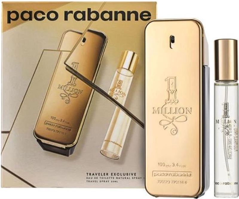 Paco Rabanne One Million - Eau De Toilette 100 ml + Travel Mini 20 ml - Geurengeschenkset - geschenkset - giftset - kerst - cadeau