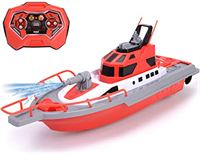 Dickie Toys Brandweerboot – op afstand bestuurbare boot voor kinderen vanaf 6 jaar, met watersproeifunctie en afstandsbediening, 3 km/u, RC-boot, waterspeelgoed