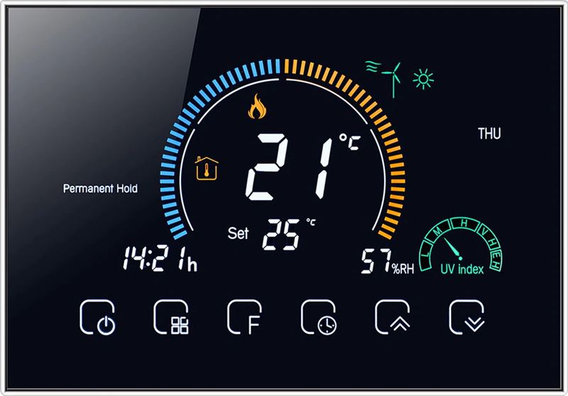 LT Slimme Thermostaat - Thermostaat WIFI - Smart Thermostaat - Programmeerbaar - Kamerthermostaat - Zwart - Draadloos - Temperatuurregelaar - Temperatuurmeter - Smart - met App Google en Alexa - Thermostaat CV WIFI