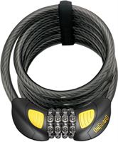 OnGuard Dobermann spiraalkabelslot, zwart, 180 cm x 12 mm