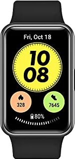 Huawei Watch Fit New Smartwatch, touchscreen, AMOLED met smalle rand, looptijd van 10 dagen, 97 trainingsmodi, bewaking van hartslag en slaapritme, waterdicht, 5000 + wijzerplaat, iOS/Android, zwart