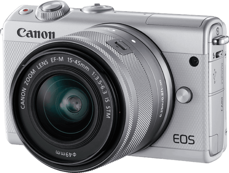 Canon Eos M100 + 15-45mm Sd-kaart & Camerahoes Wit wit