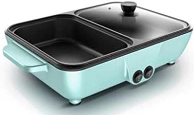 DHSGH ADFSFD Home en Reizen Non-Stick Friture Pan Dual Purpose Elektrische Grill met hete Pot Cooking Pot Cooking Pot (Color : Argento, Size : 34.5 * 22 * 8cm)