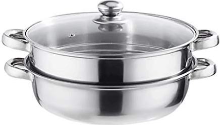 DHSGH ADFSFD 1pc 28cm Multifunctionele Steam Pot Double Lays StockPot Stainless Steamer Steamer Cooking Boiler Silver