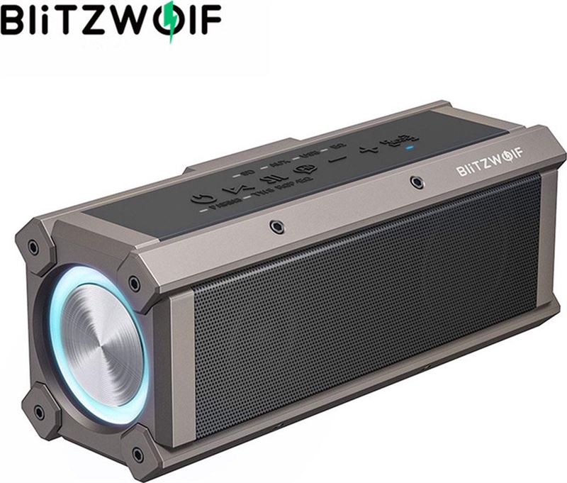 BlitzWolf 100W Bluetooth speakers - Draagbare luidsprekers - RGB-licht - IPX5 Waterdicht - TWS stereogeluid - 5000mAh - Quad-stuurprogramma's Dubbel diafragma Diepe bas - Voor binnen en Buitenshuis - zwart