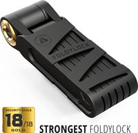 Seatylock FoldyLock Forever vouwslot fietsslot 18/18 Gold Hooge kwaliteit - Voor elk type Fiets - Met Houder 90cm