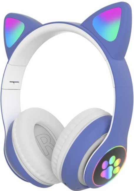 QearFun Draadloze Koptelefoon met Kattenoren - Kitty Headset Wireless Headphones Stereo Blauw