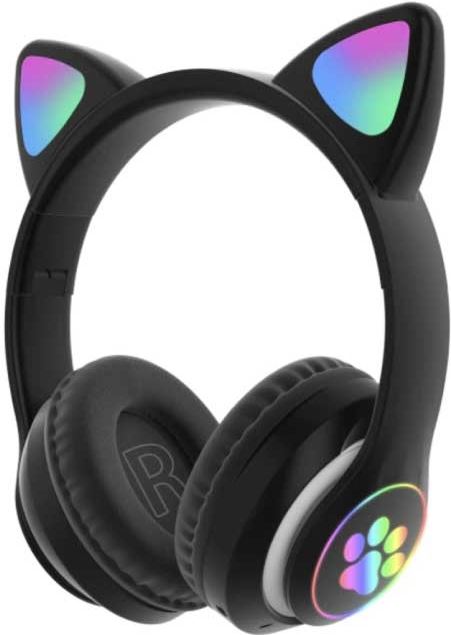 QearFun Draadloze Koptelefoon met Kattenoren - Kitty Headset Wireless Headphones Stereo Zwart