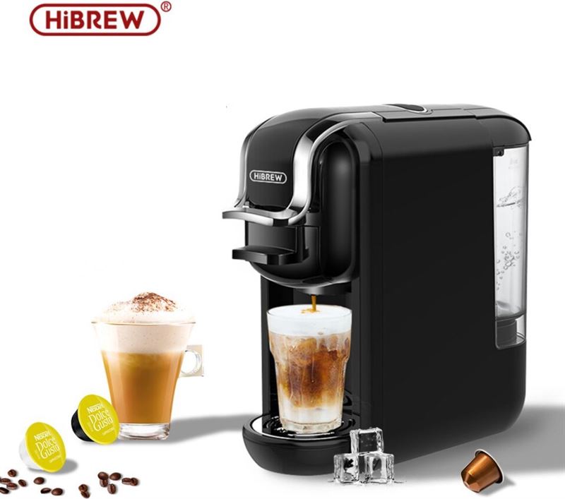 HiBrew Koffiezetapparaat | Koffie - Koffiemachine - 4-in-1 Compatibel ontwerp | Koud/warm functie | Dolce gusto apparaat | Koffiezetapparaat cups zwart