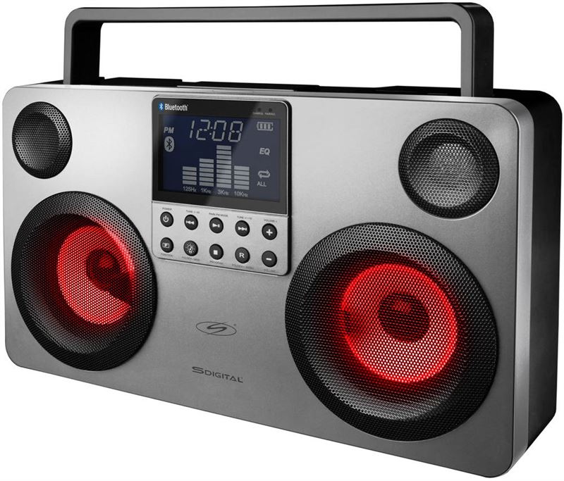 EMARQT s-digital gb3700d - draadloze bluetooth speaker met usb/aux/radio/sd/oplader - boombox - party speaker