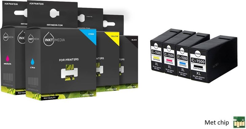 Inktmedia inktmedia® - geschikt set canon pgi-1500xl bk c m y multi pack zwart, cyaan, magenta, geel hoge capaciteit