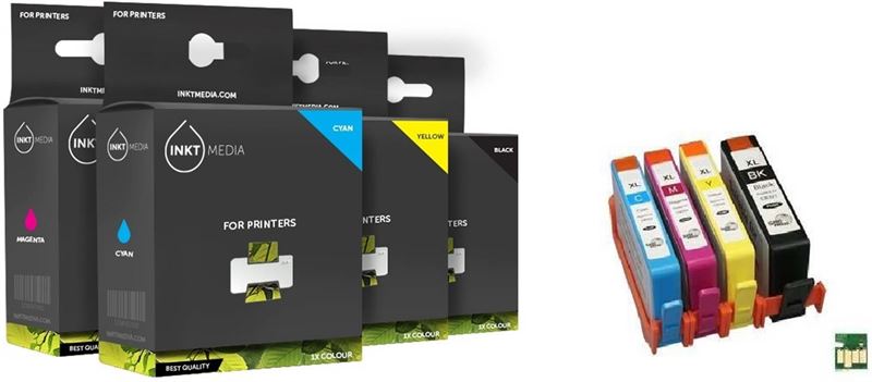 Inktmedia inktmedia® - inktcartridge - geschikt hp 655 xl set inktcartridges zwart cyaan magenta geel - cartridge met inkt