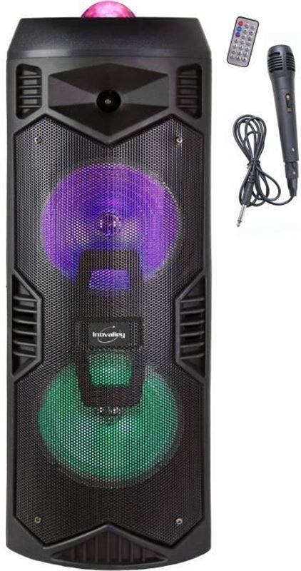 Kookshoppen inovalley ka112bowl - 600w bluetooth-lichtspeaker - karaokefunctie - 2 luidsprekers - led-caleidoscoopbal - usb-poort