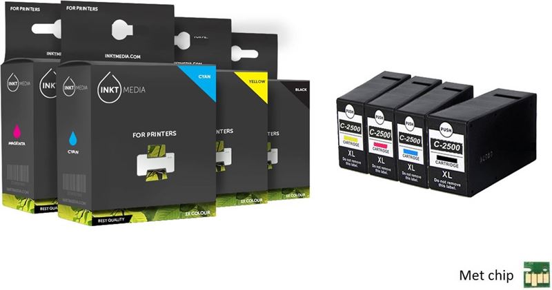 Inktmedia inktmedia® - inktcartridge - geschikt set canon pgi-2500xl bk c m y inktcartridge multi pack zwart, cyaan, magenta, g...