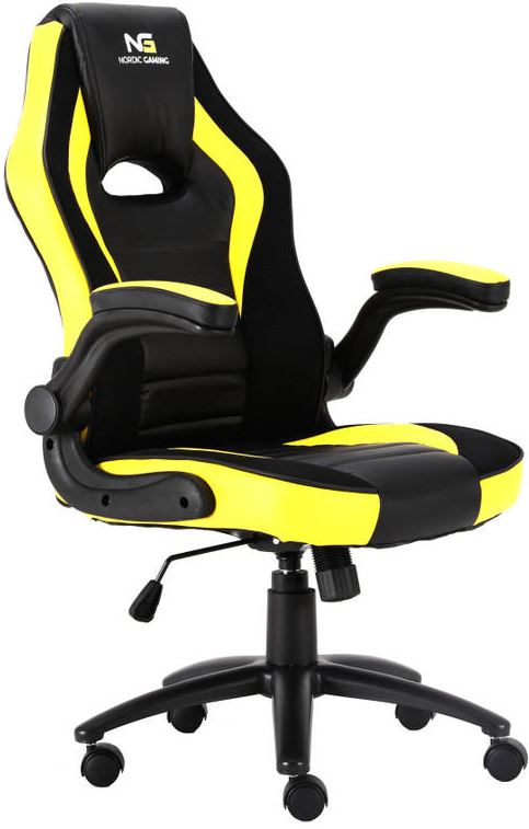 Hioshop nordic gaming charger v2 gamestoel zwart, geel.