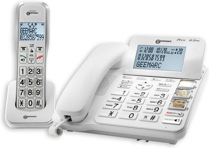 Geemarc amplidect combi595 combinatie van vaste telefoon en draadloze telefoon met versterking voor slechthorenden