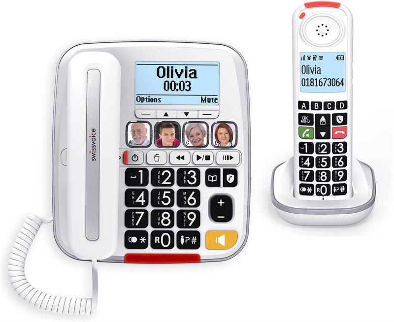 swissvoice Swissvoice Xtra3355S Combo Senioren huistelefoon met Draadloze Dect telefoon