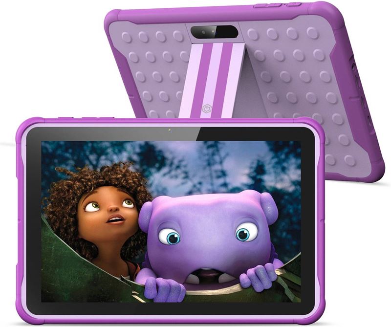 Ease electronicz kindertablet - tablet kinderen - 10 inch - 32 gb - 6000 mah batterij - android 10.0 - kindertablet vanaf 3 jaar - paars