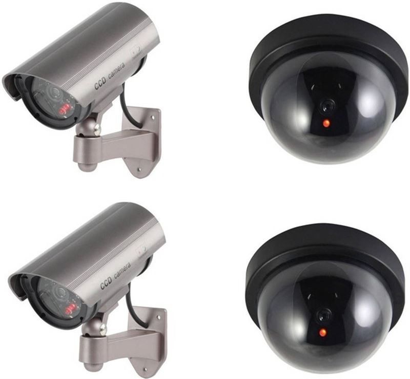 - dummy beveiligingscamera set van vier zwart en zilver - led / sensor zwart