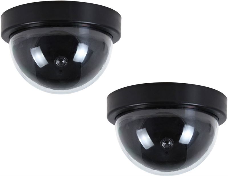 - 2x dummy nep koepel beveiligingscamera met ledlampje 12 cm beveiligingsmateriaal - dummy beveiligingscamera