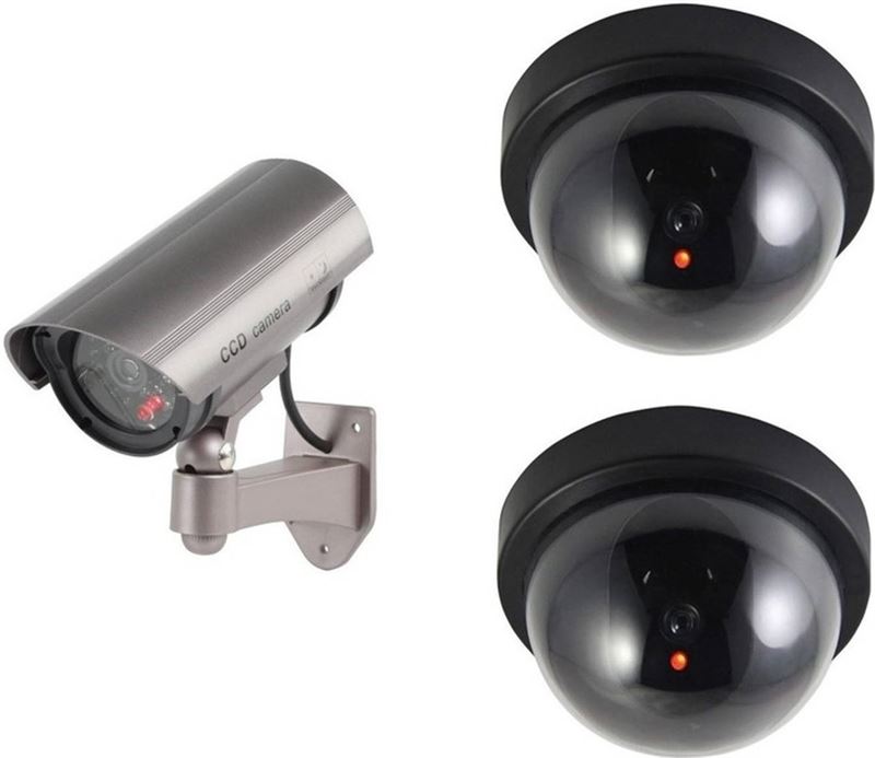 - dummy beveiligingscamera set van drie zwart en zilver - led / sensor zwart