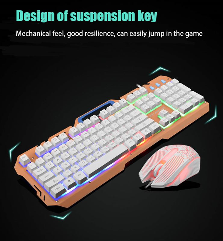 - game toetsenbord en muis bedraad - qwerty - ice armor bt-390 - goude kleur