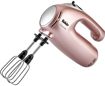 Fakir Sierra Rosie / handmixer, handmixer, elektrische roerapparaat, vaatwasmachinebestendig, licht, (4 snelheden, 2 mengopzetstukken, 2 kneedopzetstukken, turbofunctie) – 425 watt