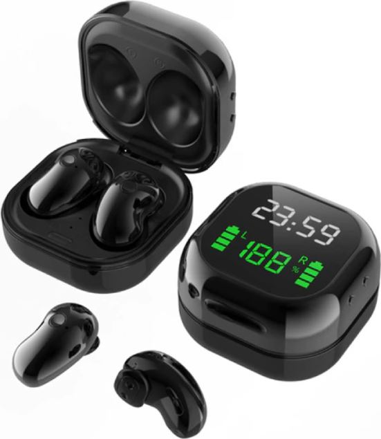 PJD S6 Plus Draadloze Oortjes met LED Scherm - One Button Control Oordopjes TWS Bluetooth 5 0 Earphones Earbuds Oortelefoon Zwart