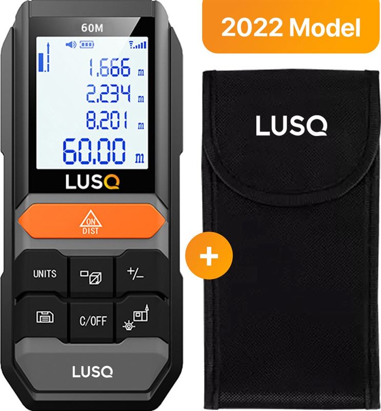 LUSQ® - Digitale laser afstandmeter - 60 meter bereik- Verlicht LCD scherm - Lasermeter