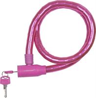 Dunlop kabelslot roze met plastic coating 80 cm - Fietsslot voor motor/scooter/brommer/fiets