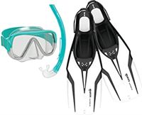 Mares Nateeva Keewee Snorkelmasker en zwemvliezen, set bestaande uit masker, mondstuk en snorkelvinnen voor volwassenen, wit, M/L