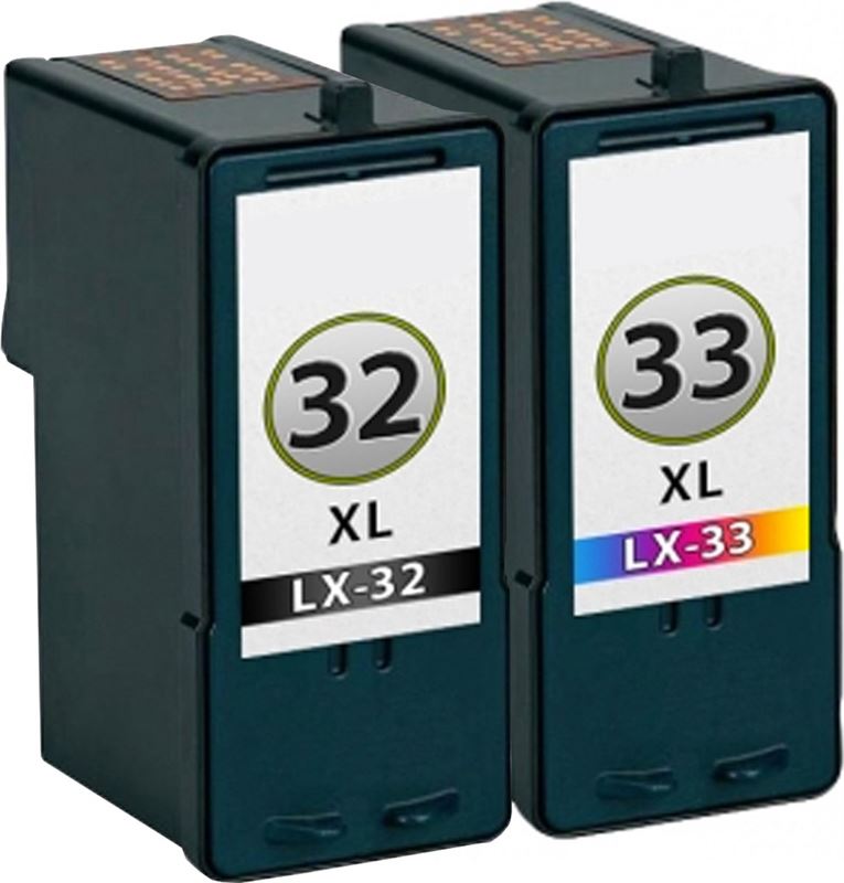 MartyPrint - Lexmark 32 XL (18CX032E) + Lexmark 33 XL (18CX033E) inktcartridges voordeelbundel (huismerk)